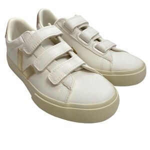 VEJA Recife Logo Sneaker WHITE GOLD SNEAKER VELCRO NWOT $185 RETAIL